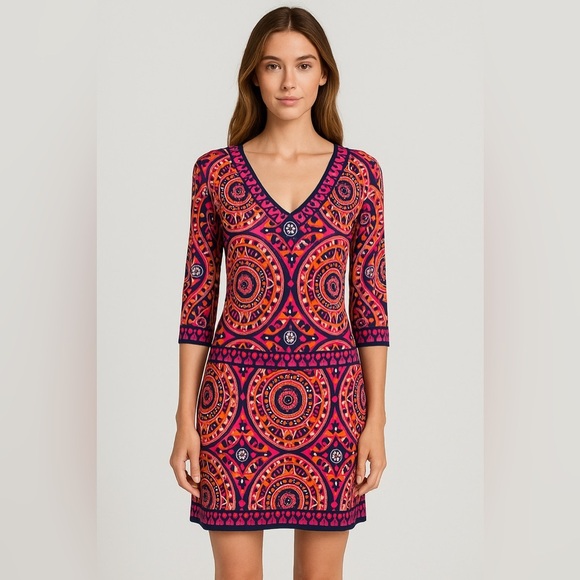 Macbeth Collection by Margaret Josephs Pink and Orange Mini Dress 🌴☀️ - Picture 1 of 11